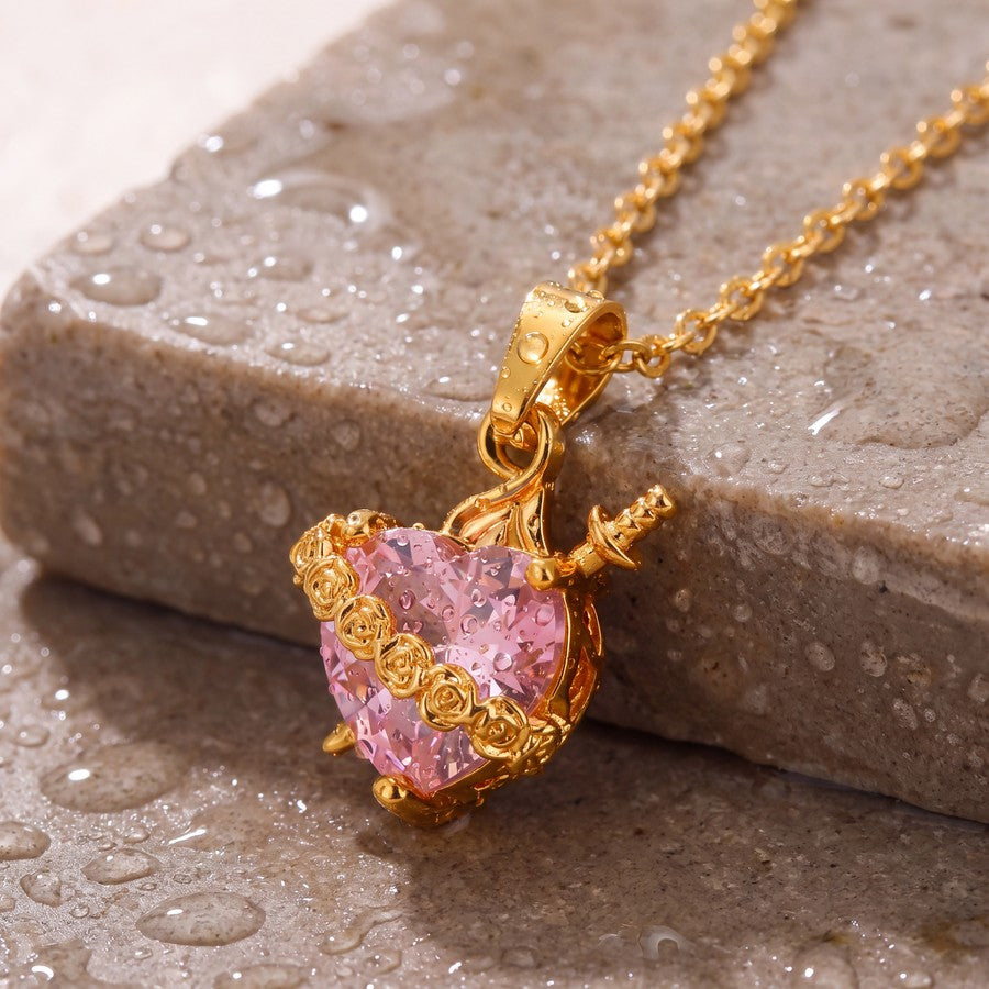 Collar Corazón Sagrado Luz de María resistente al agua – baño dorado que no se decolora