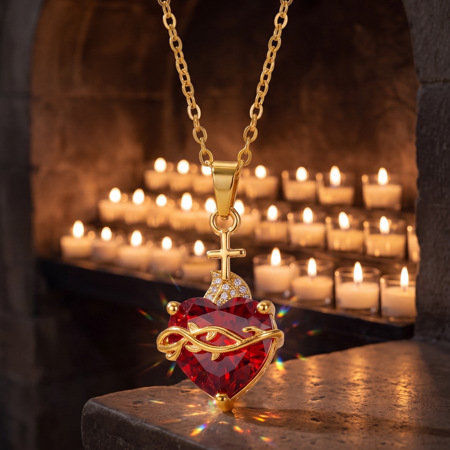 Sagrado Corazón frente a velas devocionales