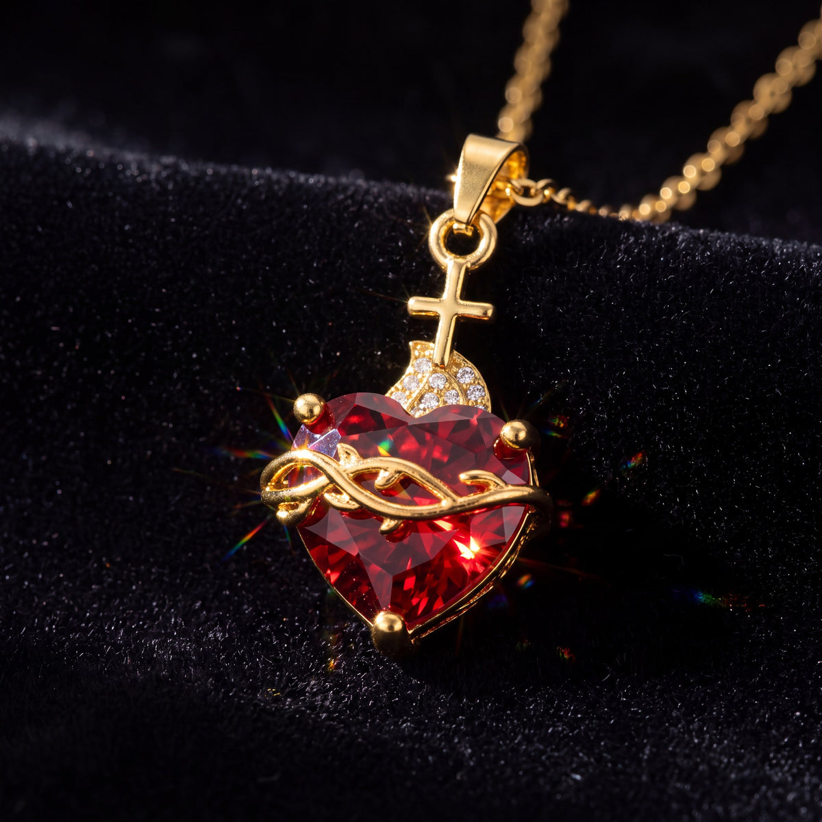 El corazón de cristal rojo